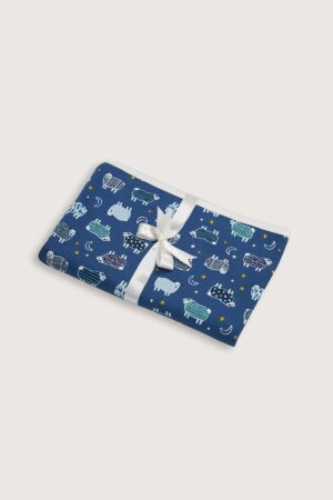 Manta Algodon Pima Ovejas Azul