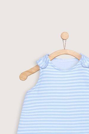 Saco Dormir Bebe Redondo Rayas Celeste 2