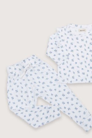 Pijama Pima Flores Azules Grandes Detalle