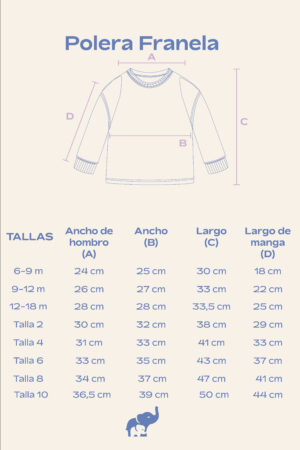 Talla Polera Pijama Franela