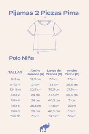 Tallas Pijamas Pima Polo Nina