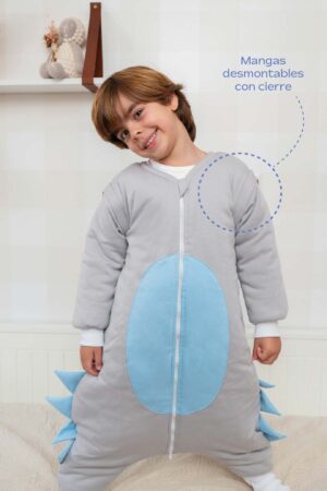 Saco Invierno Gris Dinosaurio Mangaconcierre