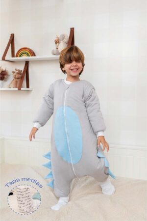 Saco Invierno Gris Dinosaurio Portada Tapamedias