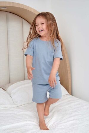Pijama Manga Corta Bebe Celeste Humo 1